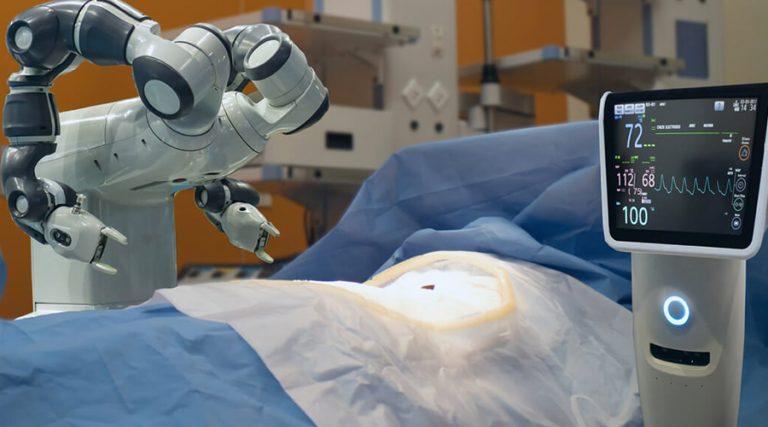a picture of robots doing surgery